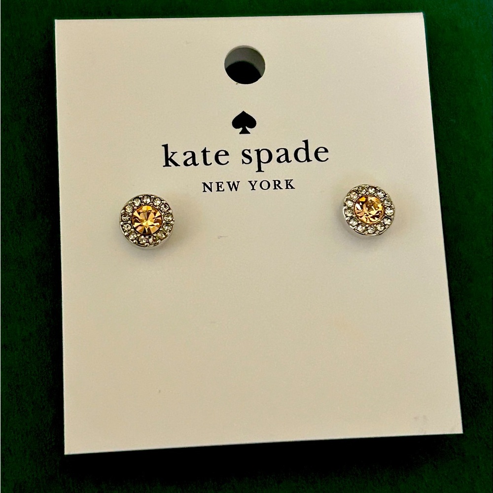 kate spade Gold and Clear Halo Crystal Stud Earrings